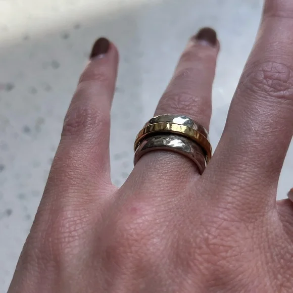 Silpada Elegant Silver and Gold Hammered Ring - Picture 3 of 7